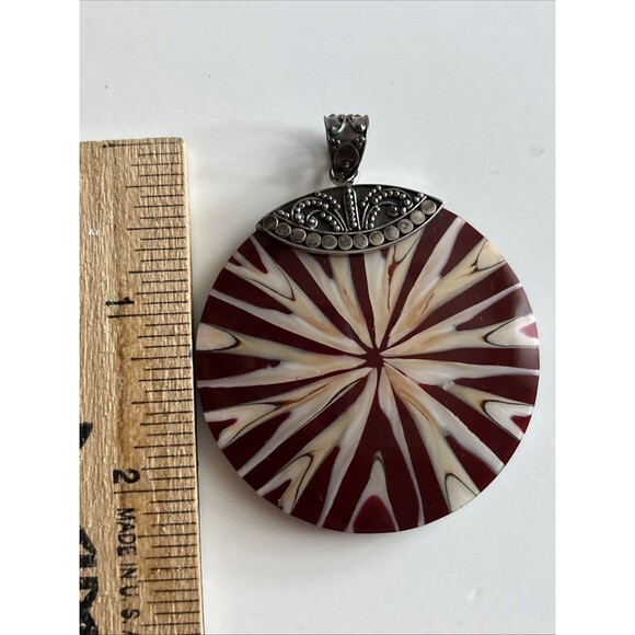 EUC MERAV INDONESIA 925 STERLING SILVER PENDANT ENHANCER 2” Shell Starburst - Picture 2 of 7